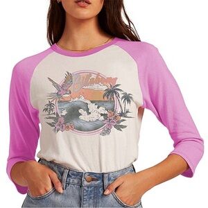 Billabong Ride Alone T-Shirt Orchard 3/4 Sleeves Crew Neckline Small NEW